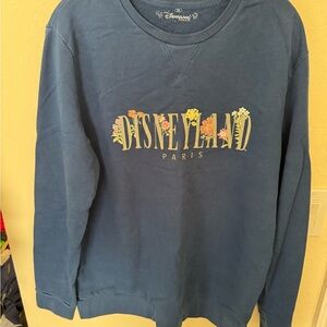 Disney Blue Sweatshirt with Floral Disneyland Paris Logo